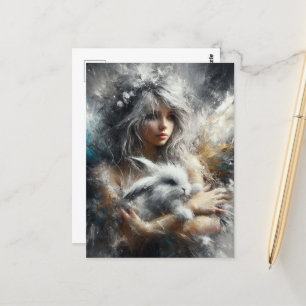 Carte Postale Fairy and Her Adorable Rabbit