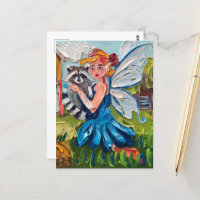 Fairy and Her Cute Pet Raccoon