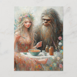 Carte Postale Fairy and Sasquatch Spaghetti Picnic