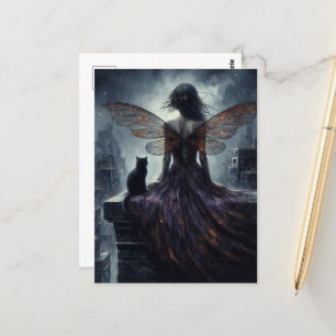 Carte Postale Fairy et son chat donnent sur l'imaginaire de la v