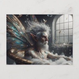 Carte Postale Fairy King prend un bain dans un bain d'or