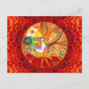 Carte Postale FAIRY OF THE FLOWERS Red Yellow Imaginaire