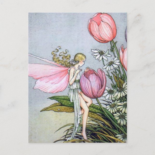 Carte postale Fairy Tulips Vintage Illustration (Devant)