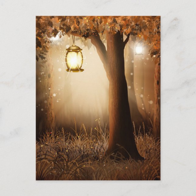 Carte Postale Fairytale Fairy Tale Forest Tree and Lampe (Devant)