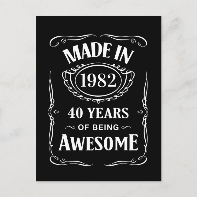 Carte Postale Fait en 1982 40 ans d'être génial anniversaire 202 (Devant)