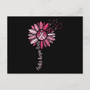 Carte Postale Faith Hope Love Sunflower Cancer du sein Sensibili