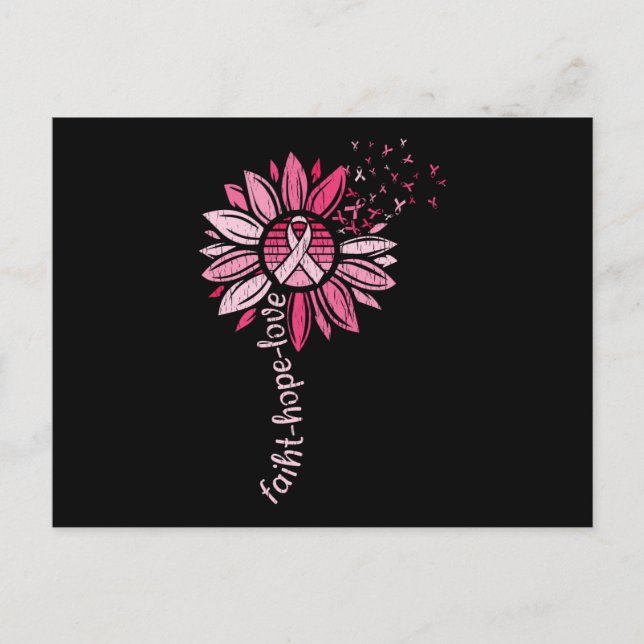 Carte Postale Faith Hope Love Sunflower Cancer du sein Sensibili (Devant)