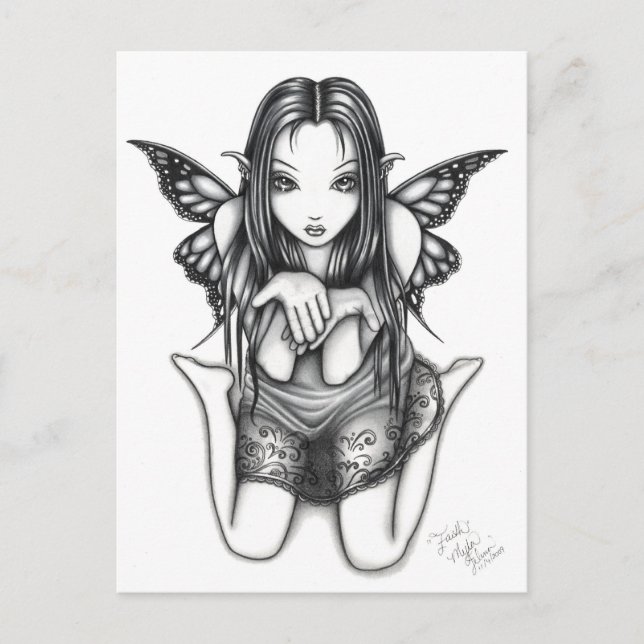 Carte postale "Faith" Kneeling Butterfly Fairy Art (Devant)