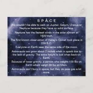 Carte Postale Faits amusants sur l'espace