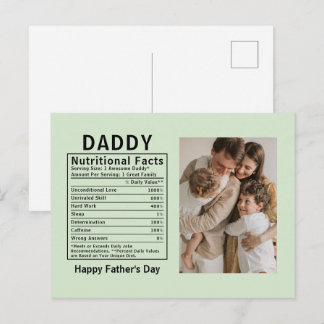 Carte Postale Faits nutritionnels personnalisés pour la fête des