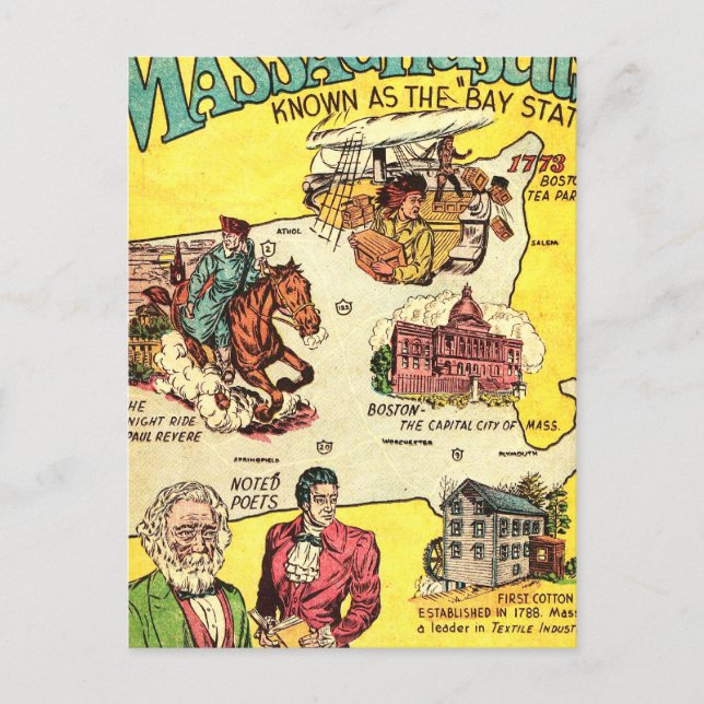 Carte Postale Faits Rapides Sur Le Massachusetts (Devant)