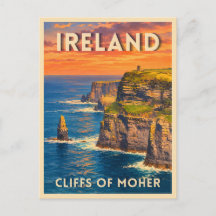 Falaises de Moher Irlande Voyage Rétro Paysage