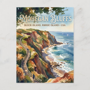 Carte Postale Falaises Mohegan, Block Island, Rhode Island, État