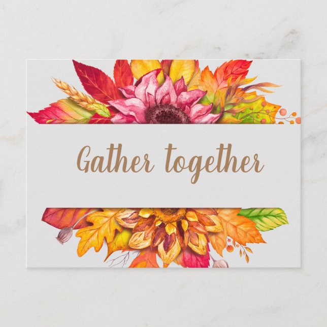 Carte Postale Fall Bouquet personnalisable Thanksgiving Invitati (Devant)