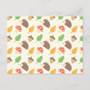 Carte Postale Fall Hedgehog Pattern