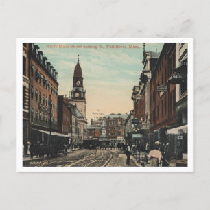 Carte Postale Fall River MA, North Main St View 1910