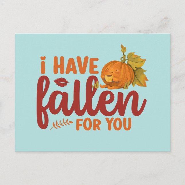 Carte Postale Fallen For You mignon Automne Drôle Saint Valentin (Devant)