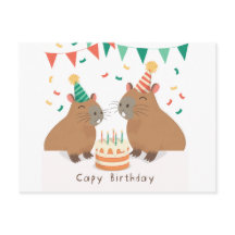 Famille de capybaras mignons célébrant un annivers