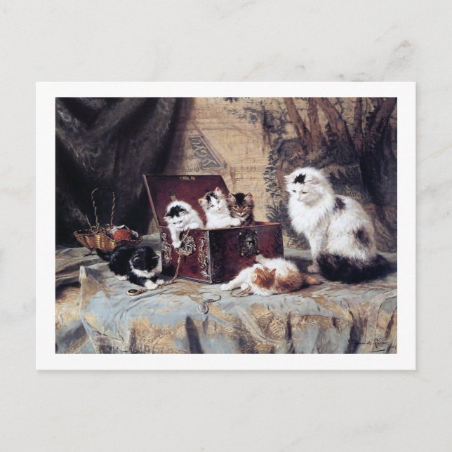 Carte Postale Famille de chats, Henriette Ronner-Knip (Devant)