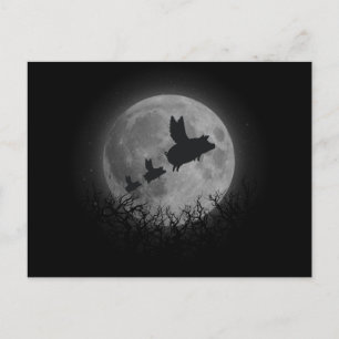Carte Postale famille de cochons volants nocturnes