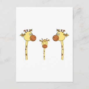Carte Postale Famille de Giraffes. Dessin.