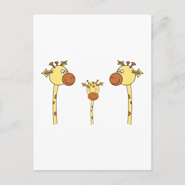 Carte Postale Famille de Giraffes. Dessin. (Devant)