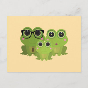 Carte Postale Famille de Grenouilles Mignonnes – Maman Papa Bébé