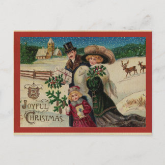 Carte Postale Famille de Noël victorienne