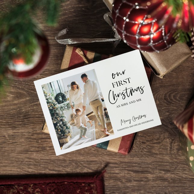 Carte Postale Famille de photos de Noël | Notre premier Noël (Créateur téléchargé)