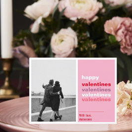 Carte Postale Famille de photos rouge et rose | Joyeux Valentine