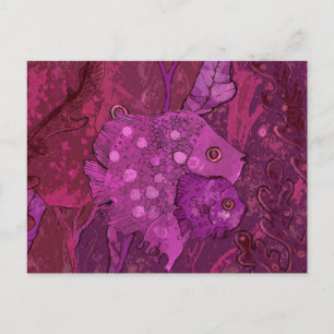 Carte Postale Famille de poissons, Animaux sous-marins Illustrat