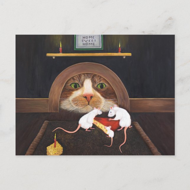 Carte Postale Famille de souris et de chats (Devant)