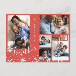 Carte Postale Famille de vacances d'hiver 5 photo collage flocon
