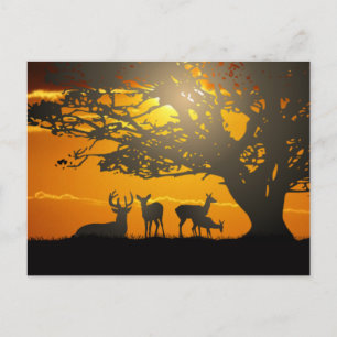 Carte Postale Famille des cerfs