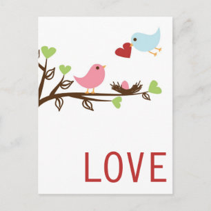 Carte Postale Famille D'Oiseaux Avec Coeur