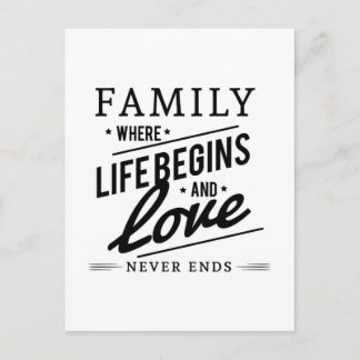 Carte Postale Famille : Là où la vie commence et où l'amour ne f