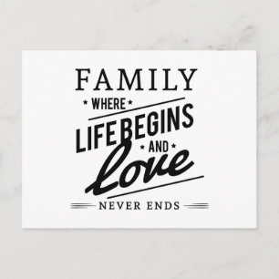 Carte Postale Famille : Là où la vie commence et où l'amour ne f