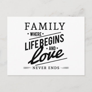 Carte Postale Famille : Là où la vie commence et où l'amour ne s