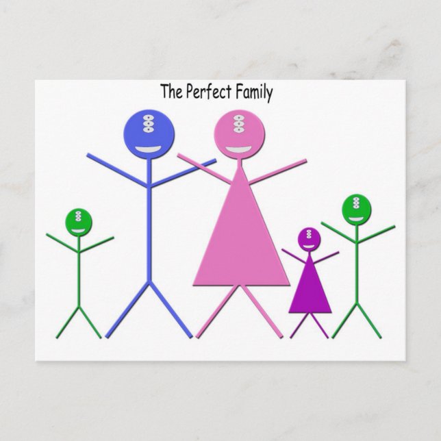 Carte Postale Famille Monster (2 Garçons, 1 Fille) (Devant)