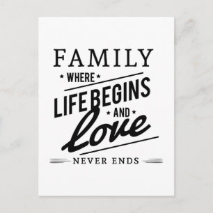 Carte Postale Famille Où La Vie Commence Et L'Amour Ne Se Termin