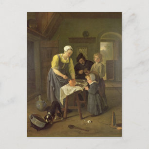 Carte Postale Famille paysanne au moment du repas, c.1665