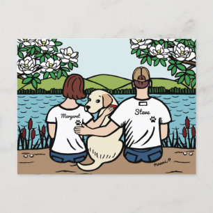 Carte Postale Famille personnalisée du Labrador jaune Brown S