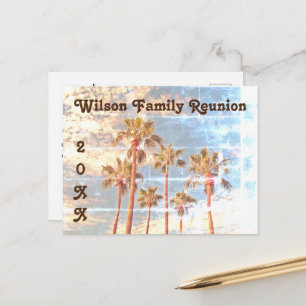 Carte Postale Famille Réunion Palm Trees Faded Photo Style Invit