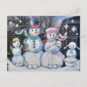 Carte Postale Famille Snowman