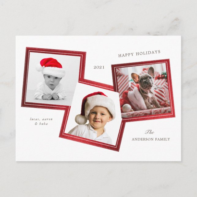 carte postale famille trois cadres photo (Devant)