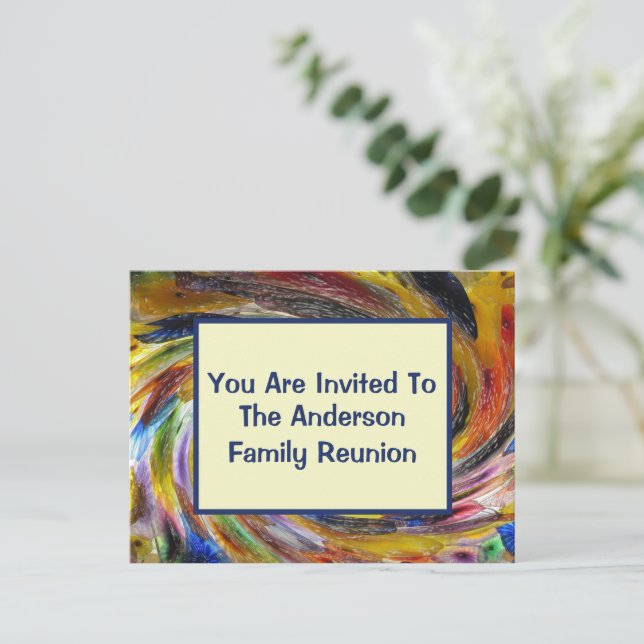 Carte Postale Family Reunion Tie Dye Swirled Événement Invitatio (Debout devant)