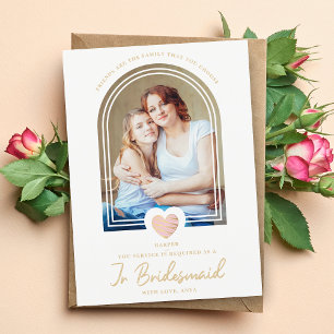 Carte Postale Fancy Jr Bridesmaid Pink Heart Photo Proposition