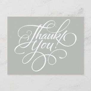 Carte Postale Fancy Script Silver Gray Thank