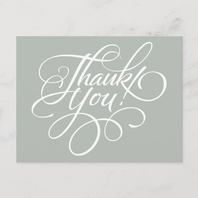 Carte Postale Fancy Script Silver Gray Thank (Devant)