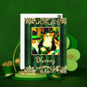 Carte Postale Fancy St Patrick's Day Cats Blarney with Stripes